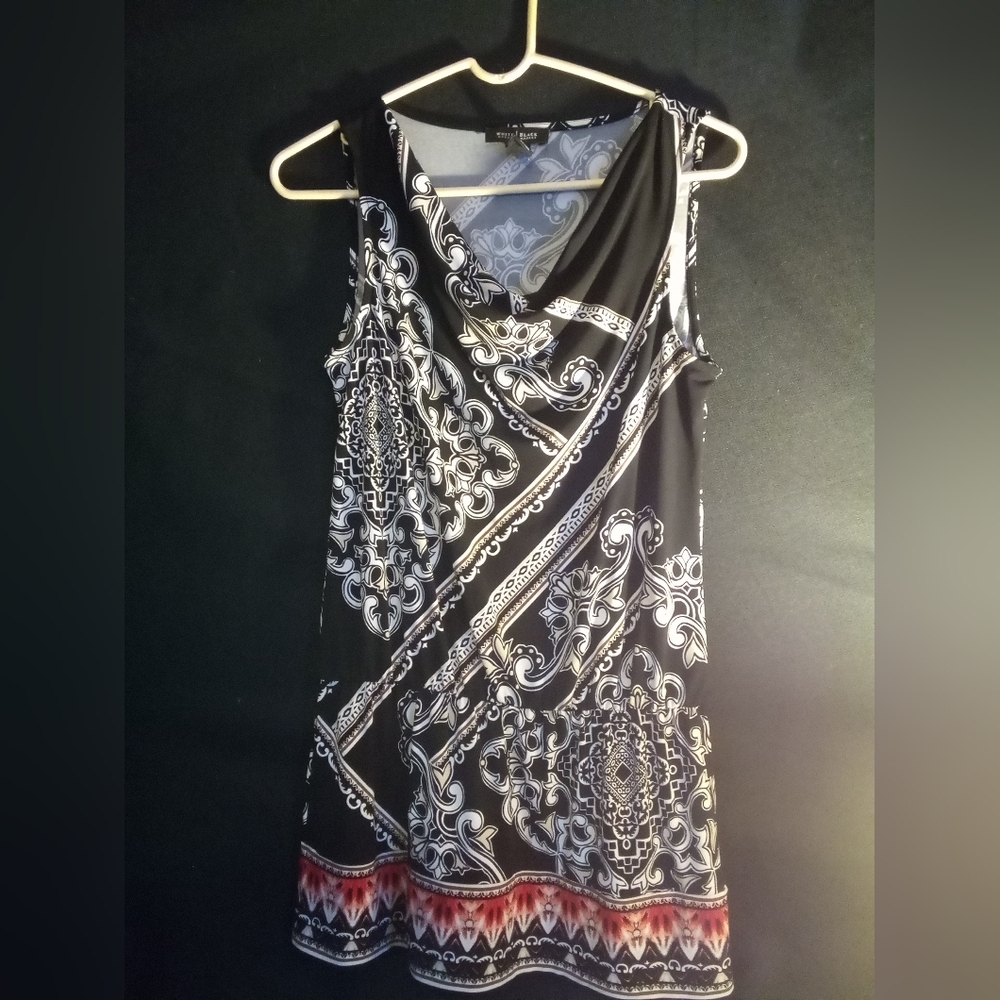 Black Red & White Geo pattern Dress Or Tunic   ***Sz Small **Excellent Condition